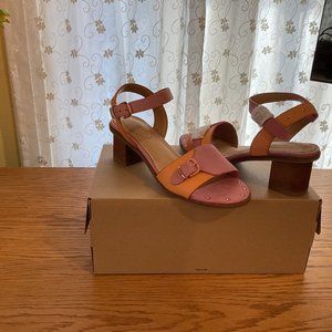 Brand New and Never Worn Leather and Fabric Hush Puppy Sandals